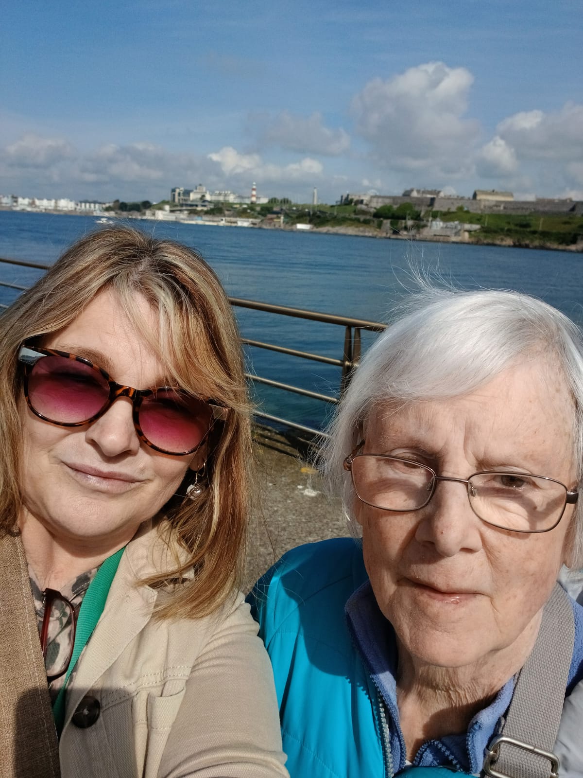 A client out at Mount Batten with a support worker